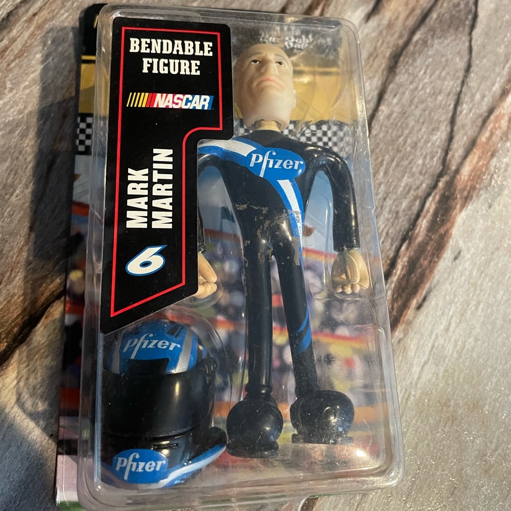 NASCAR Bobble Dobbles Bendable Figure #6 Mark Martin Pfizer